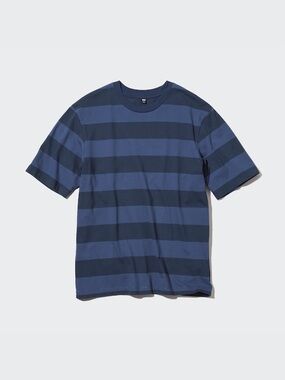 Uniqlo Men's Wide Horizontal Stripe Tee - Navy & Slate